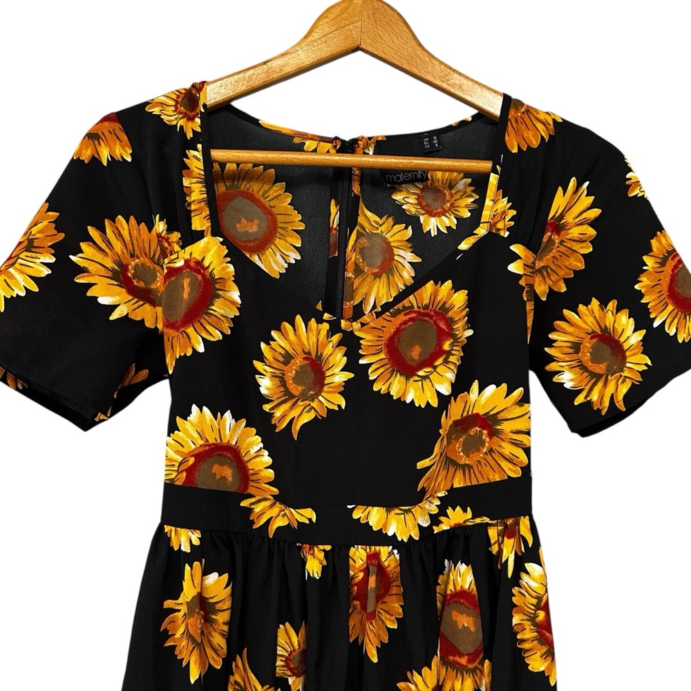 ASOS Maternity Black Sunflower Mini Dress - Picture 4 of 10